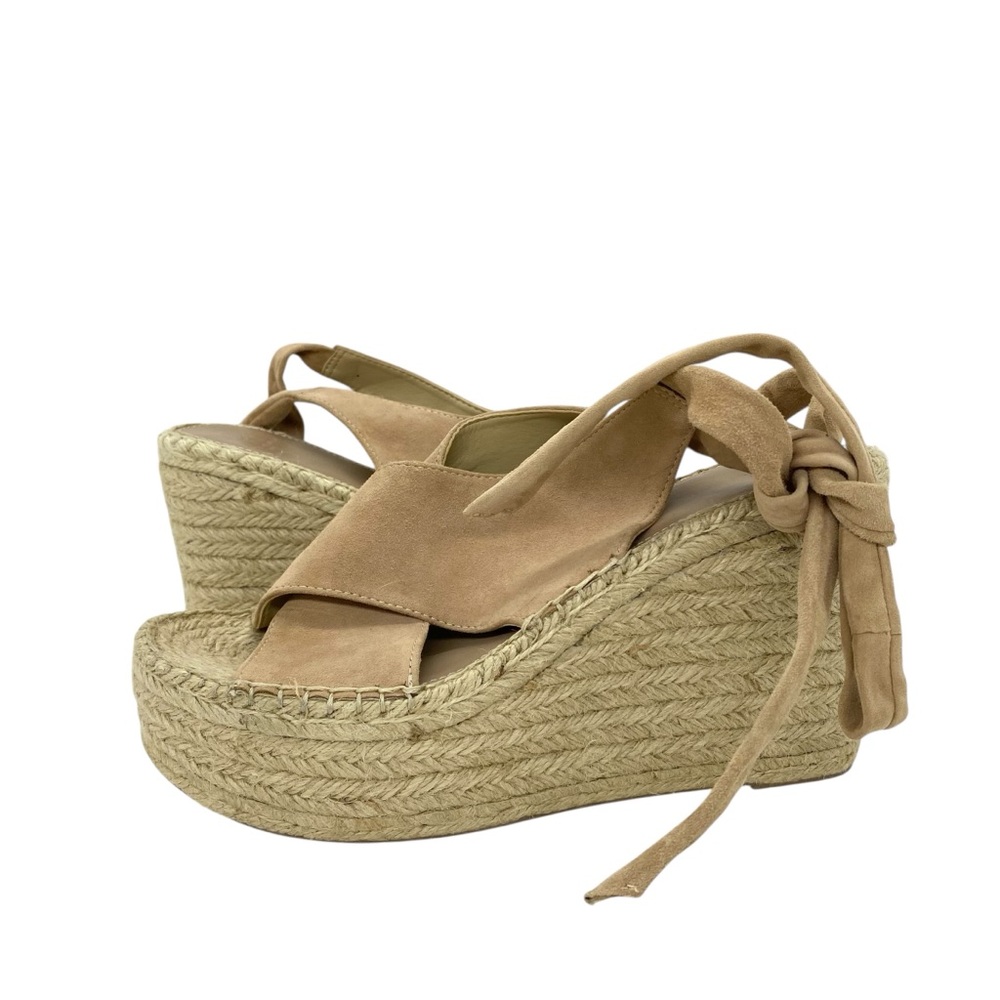 Marc Fisher Mlandira Suede Platform Espadrille Wedge Lace Up Sandals